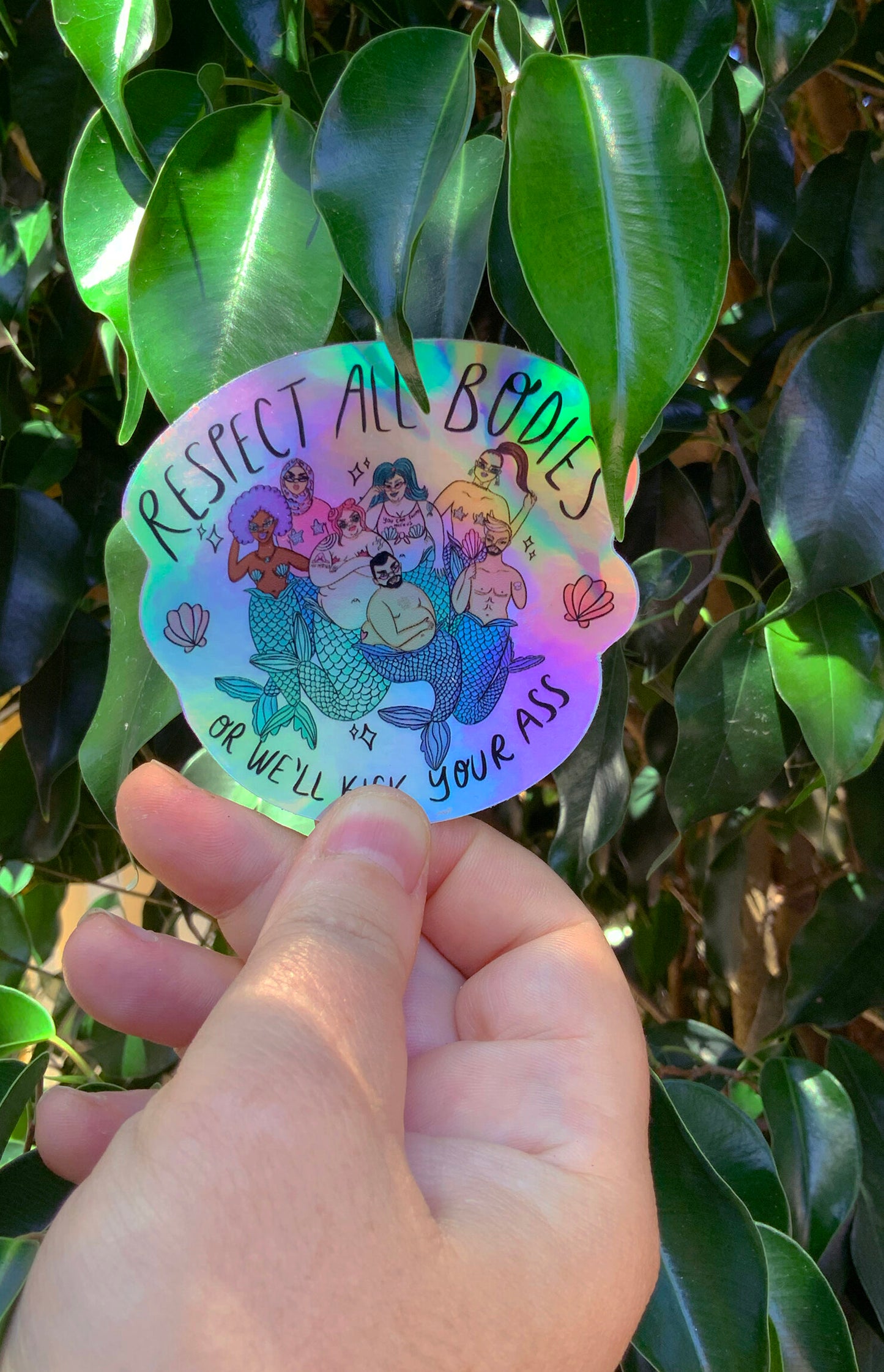 Body positive mermaids - Holographic sticker