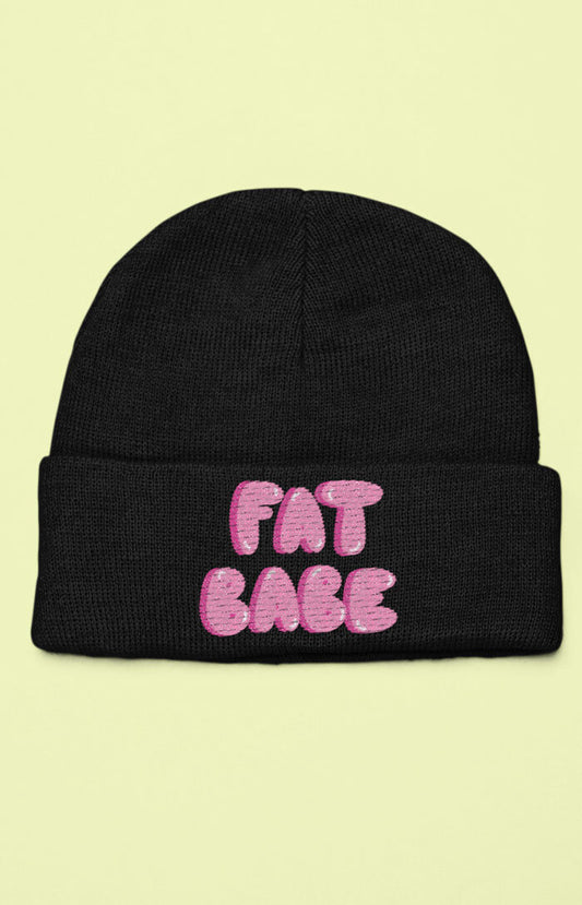 Embroidered organic beanie - Fat babe