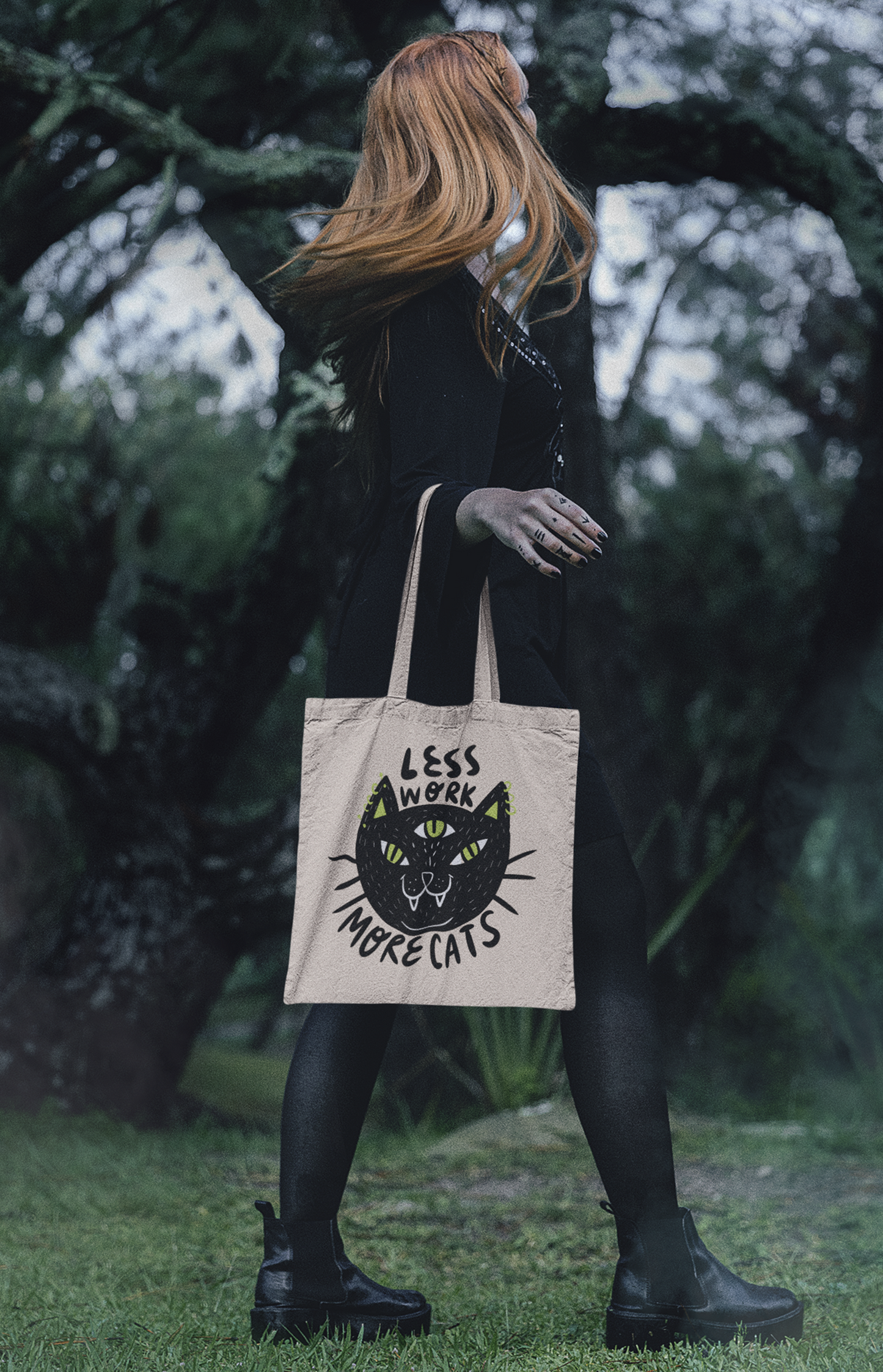 Tote bag - Less work more cats