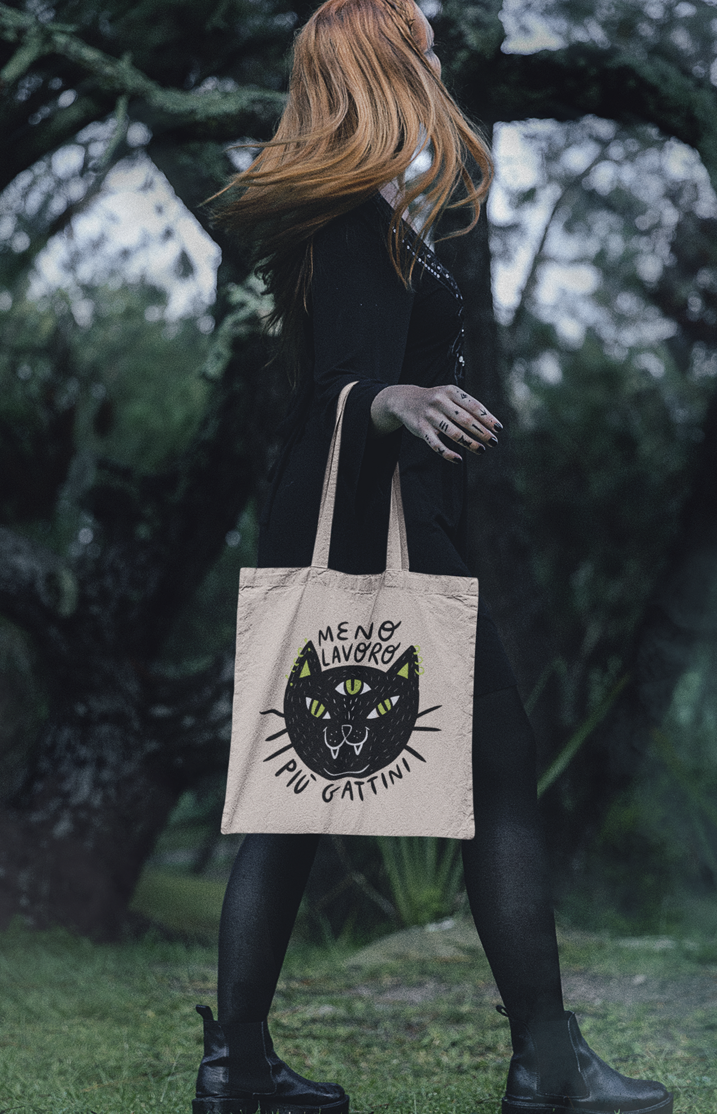 Tote bag - Less work more cats