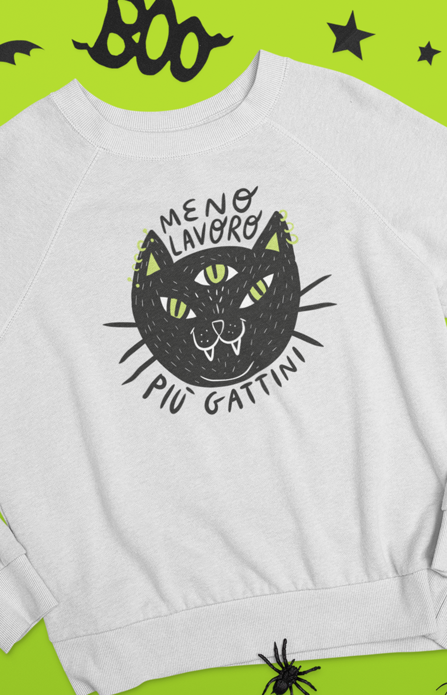 Felpa unisex a girocollo - Meno lavoro più gattini