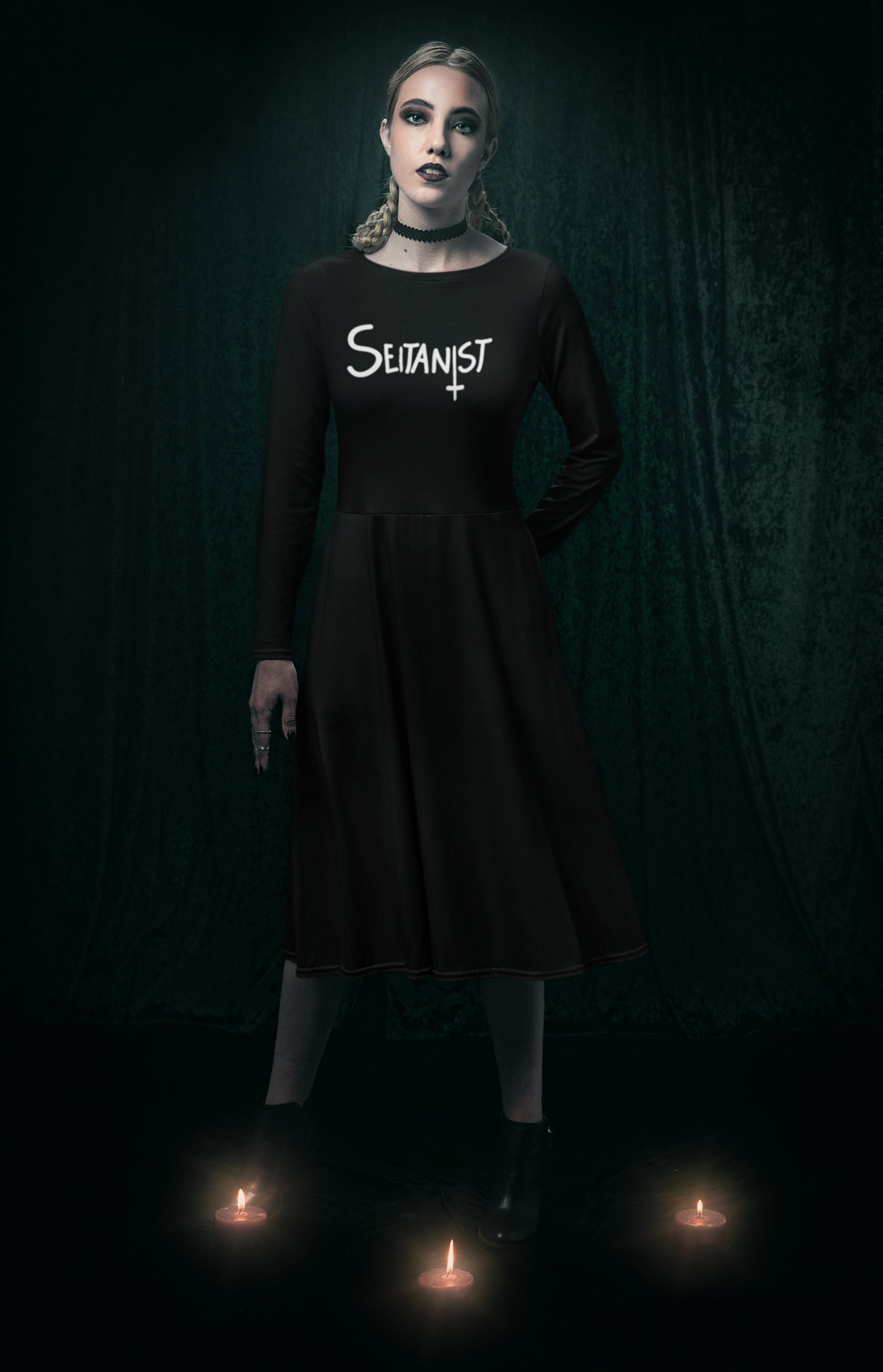Spooky - All-Over Print Long Sleeve Midi Dress