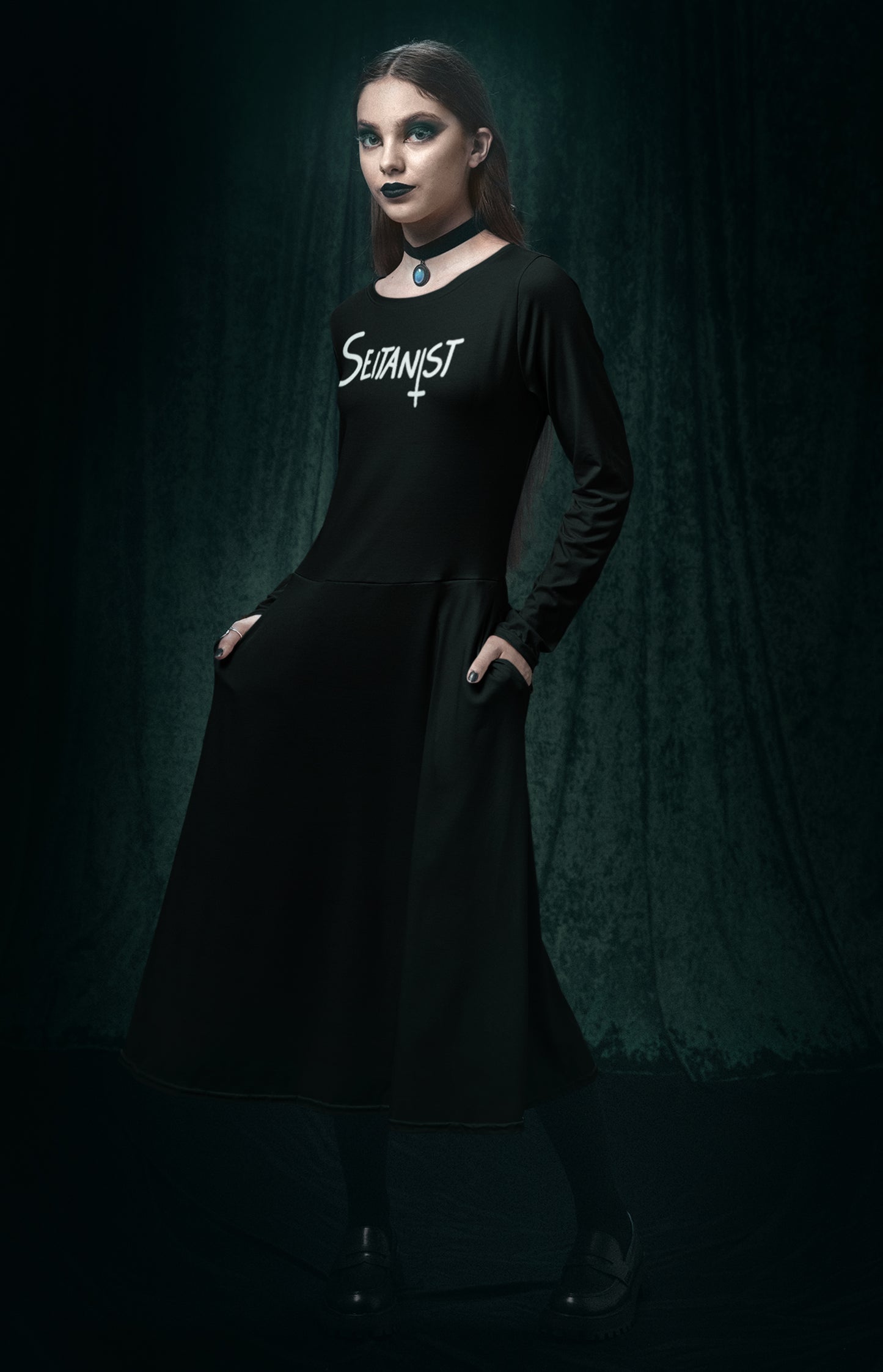Spooky - All-Over Print Long Sleeve Midi Dress