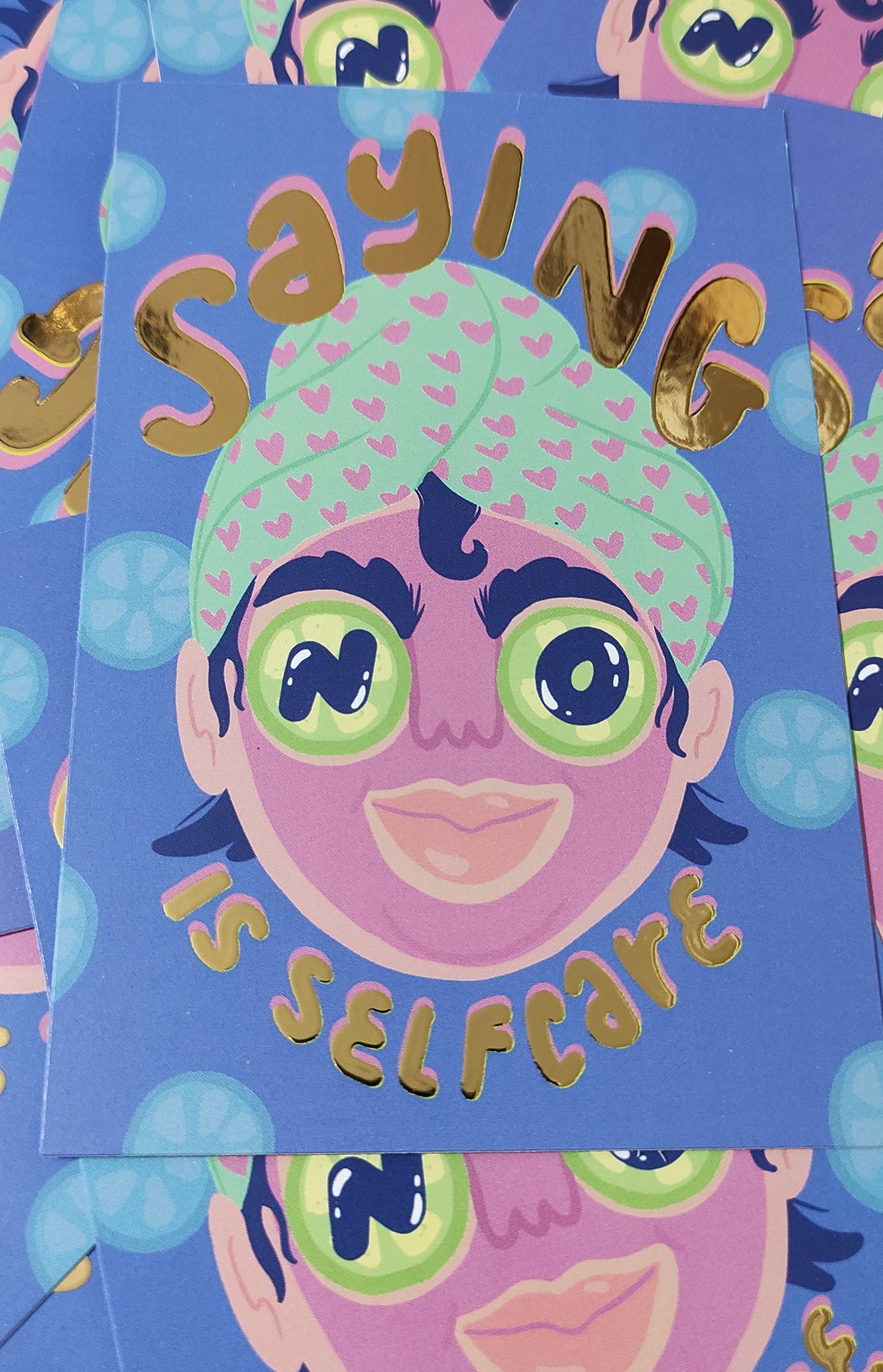 Golden finish postcard - Saying no is selfcare