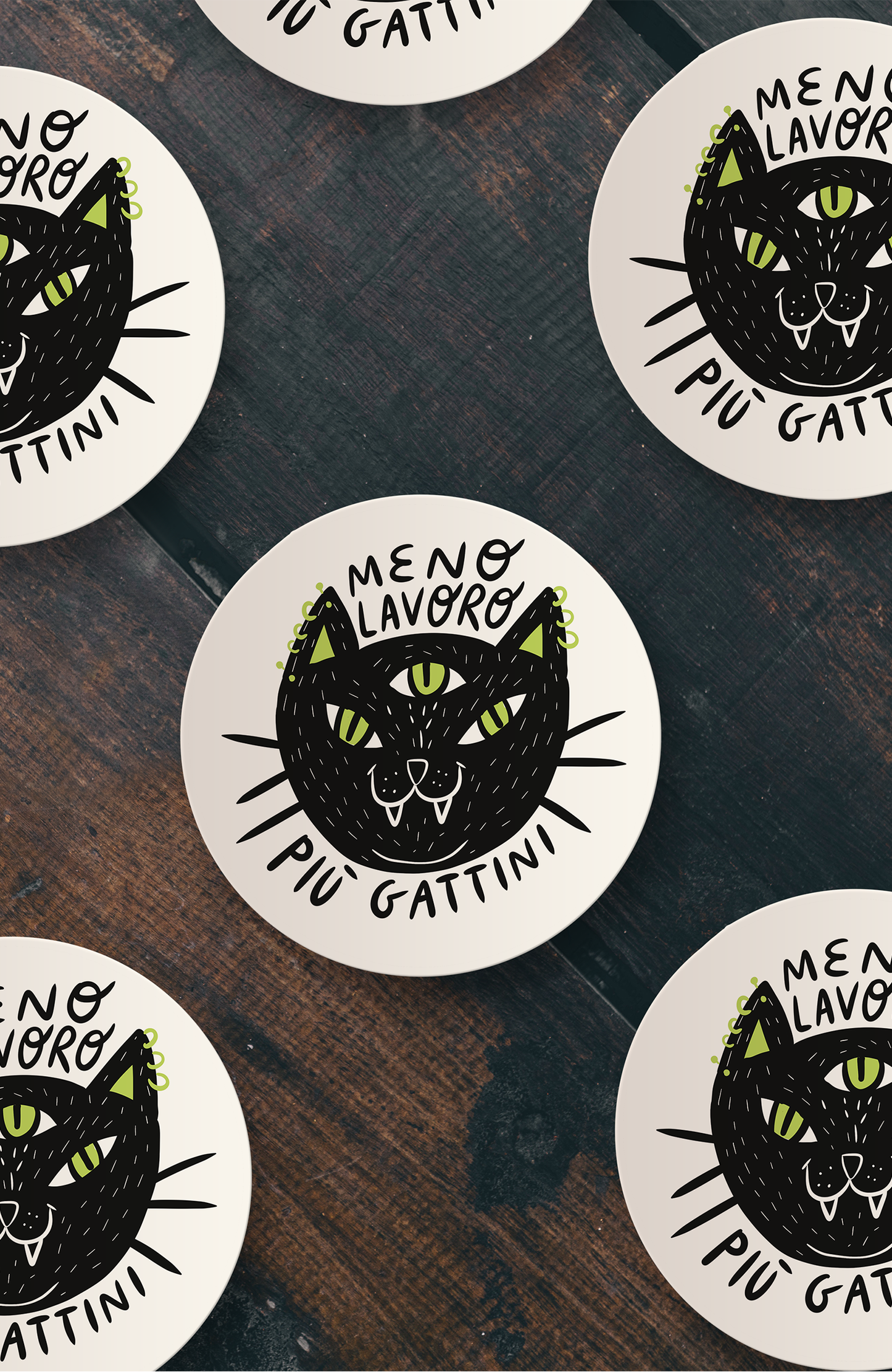 Meno lavoro più gattini - adesivo