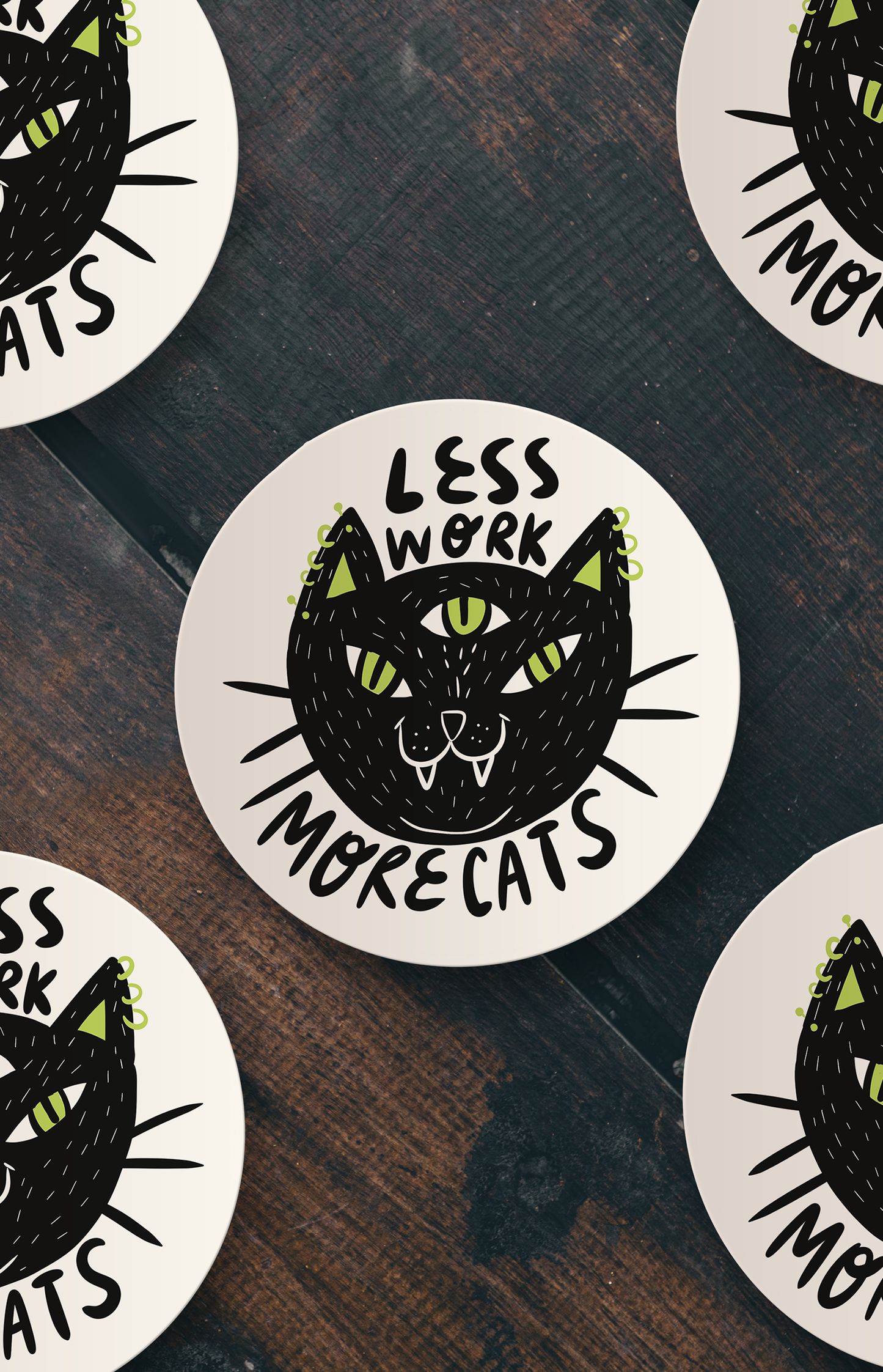 Meno lavoro più gattini - adesivo