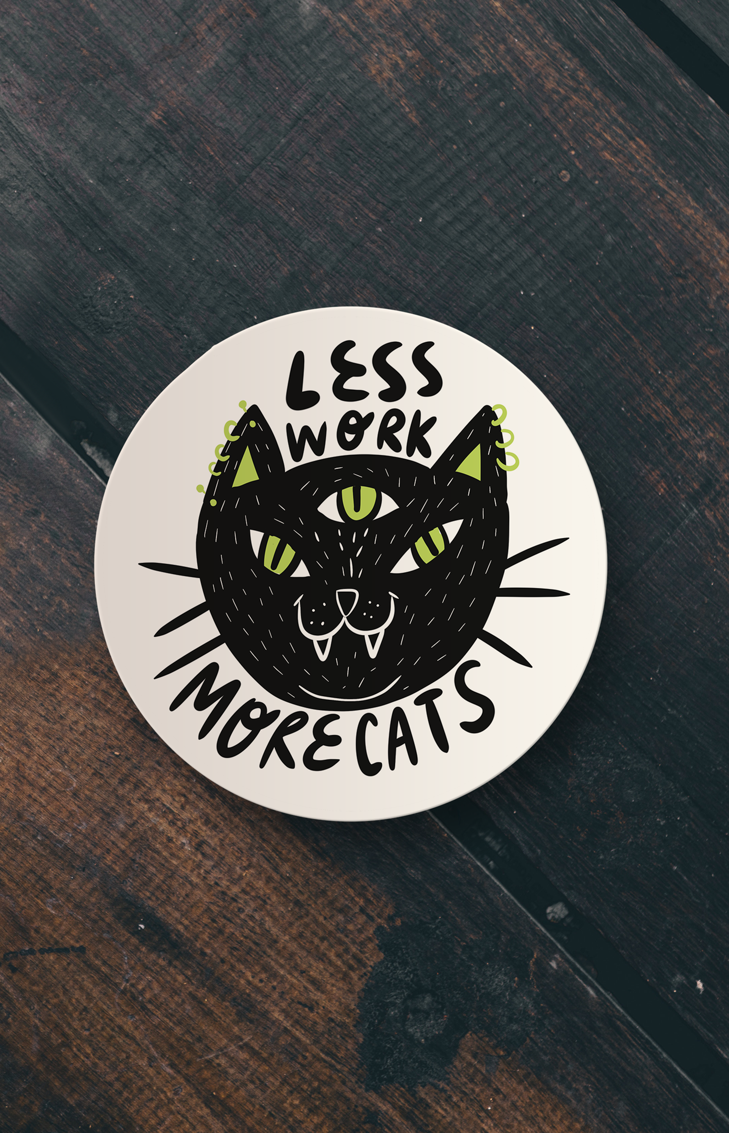 Meno lavoro più gattini - adesivo