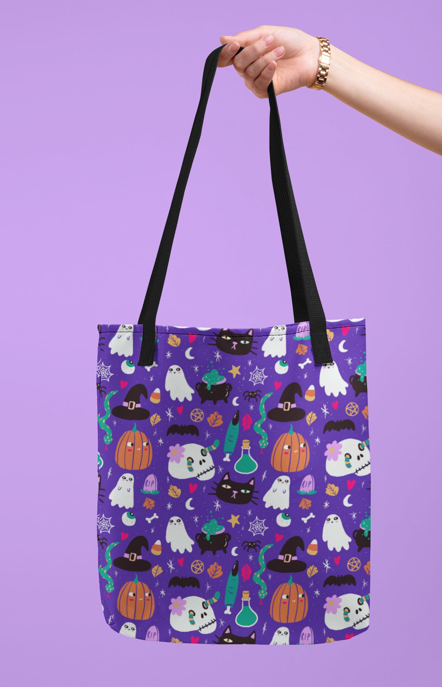 Tote bag con stampa all over - Spooky pattern