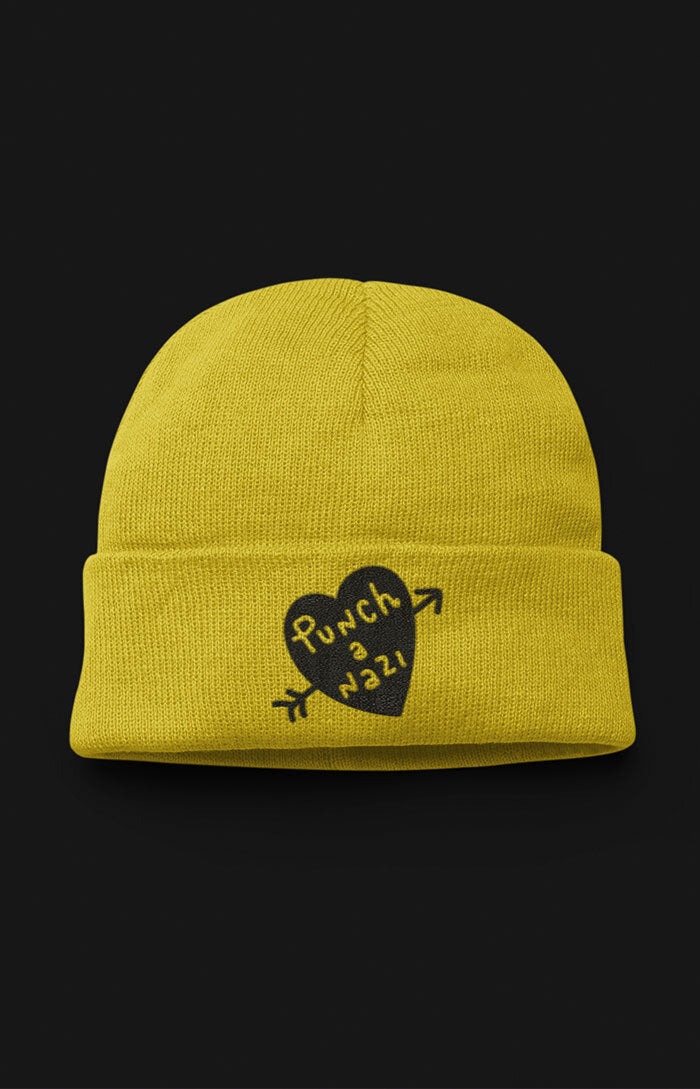 Embroidered organic beanie - Punch a nazi