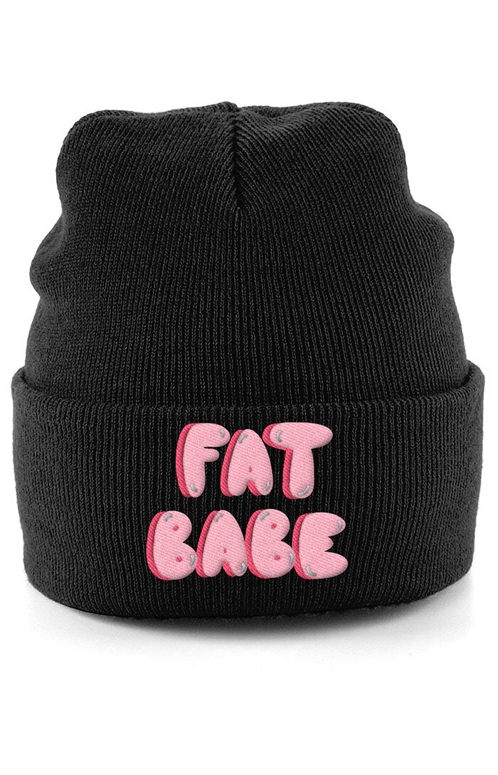 Embroidered organic beanie - Fat babe
