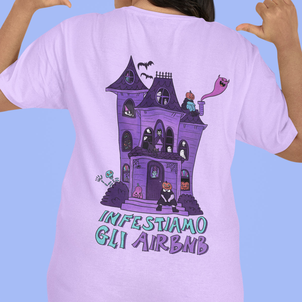 Infestiamo gli airbnb - t-shirt unisex con stampa sul retro