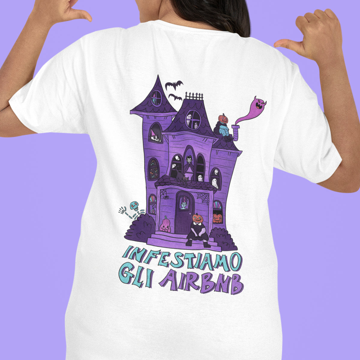 Infestiamo gli airbnb - t-shirt unisex con stampa sul retro