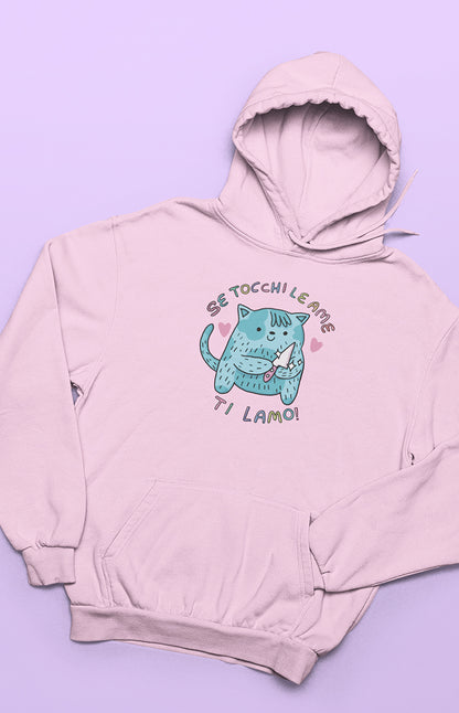 Felpa unisex con cappuccio - Se tocchi le ame ti lamo