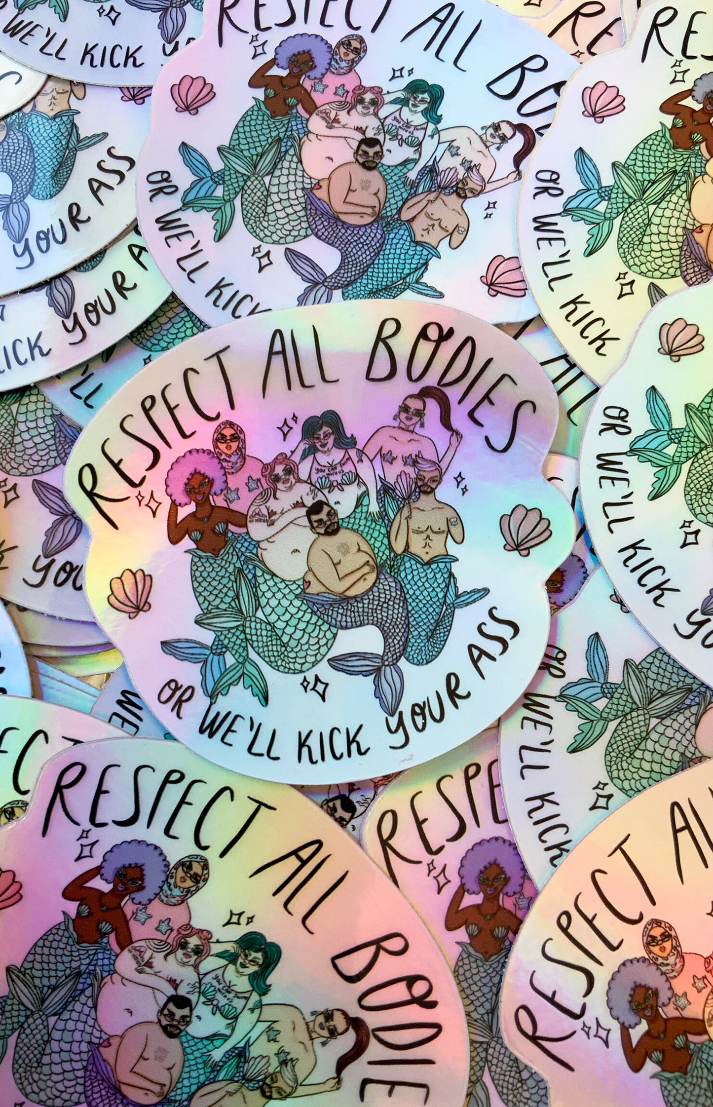 Body positive mermaids - Holographic sticker