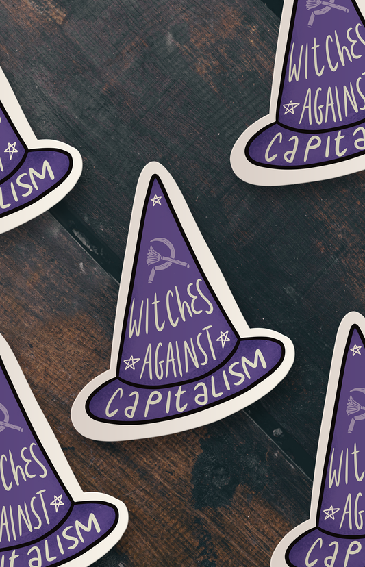 Witches against capitalism - sticker