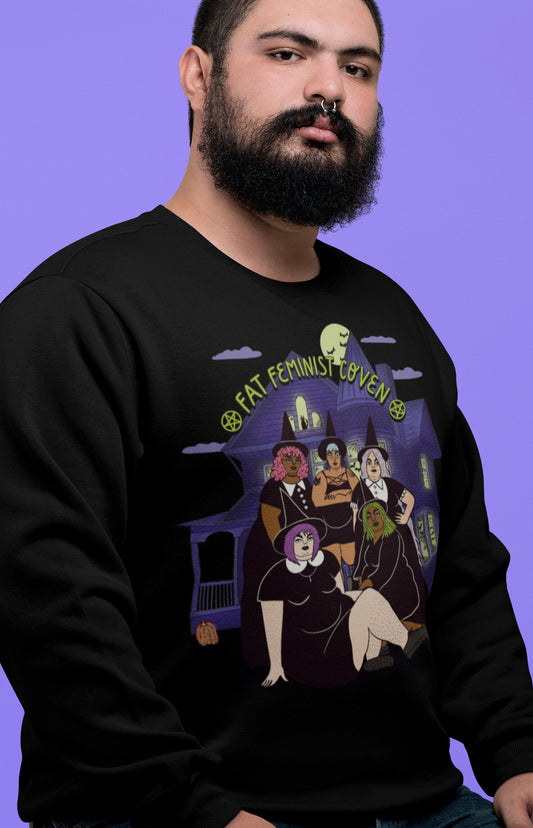 Unisex organic crewneck - Fat feminist coven full color version