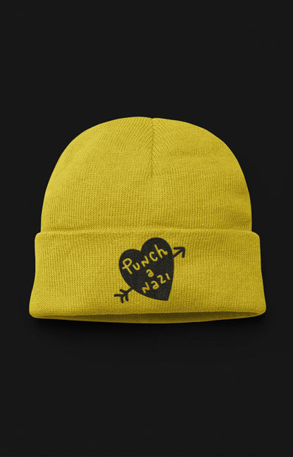 Embroidered organic beanie - Punch a nazi