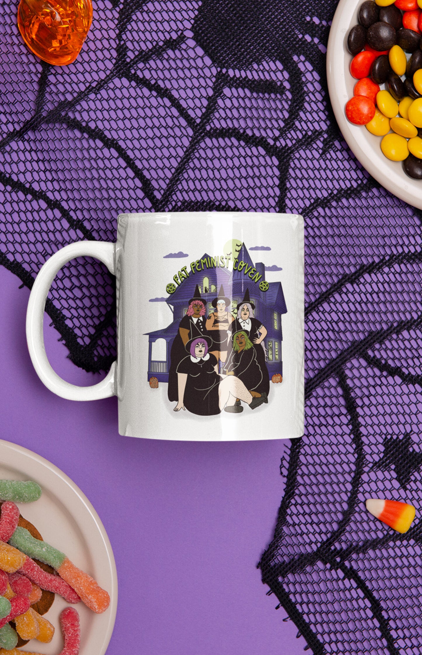 Ceramic mug - Fat feminist coven full color