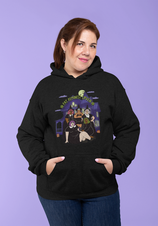 Unisex hooded sweatshirt - Fat feminist coven full color